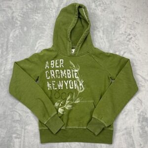 Abercrombie Adirondack Heritage Hoodie Unisex Kid XL Green Graphic Logo Pullover